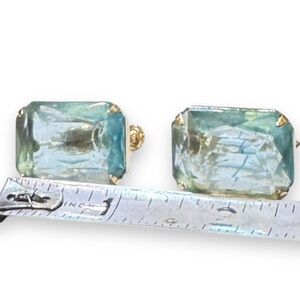 VTG Aqua Marine Colored Clip On Earrings Costume Jewlery